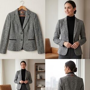 Banana Republic Grey Tweed Blazer Jacket Small Work Office Professional